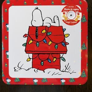 Snoopy Sugar Cookie Tin (tin Only) Holiday Music And Lights Peanuts Memorabilia
